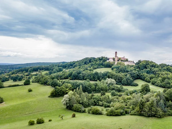 Vista Aérea Del Castillo Laufen Cerca Rin Cae Schaffhausen Suiza — Foto de Stock