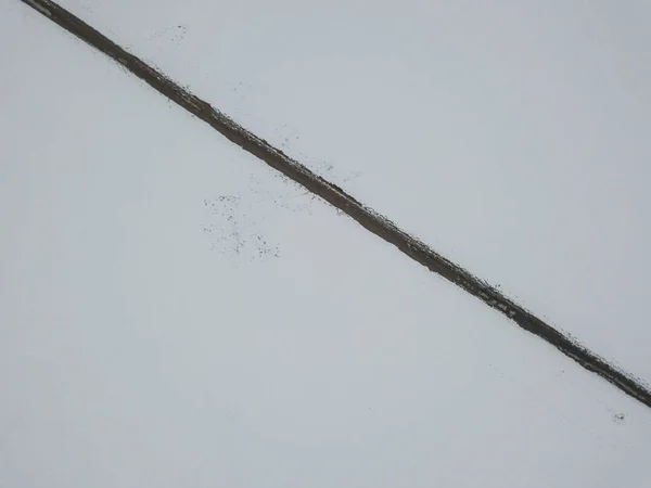 Luftaufnahme Der Straße Durch Verschneite Landschaft — Stockfoto