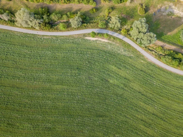 Aerial View Road Trough Rural Landscape Bushes — 스톡 사진