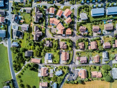 Aerial view of village in Switzerland clipart