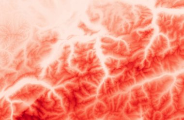 Dağlık arazinin kırmızı dijital yükseklik modeli