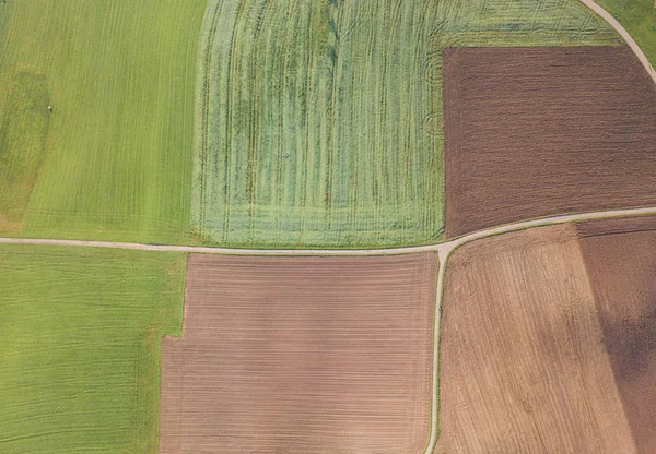 Aerial View Plowed Fields Rural Landscape Switzerland — 스톡 사진