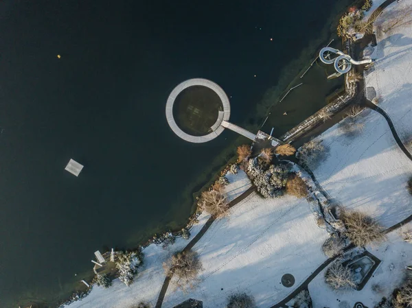 Flygfoto Över Vattenrutschbana Stranden Vintern — Stockfoto