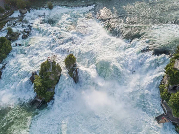 Vista Aérea Das Cataratas Reno Perto Schaffhausen Dividir Água Branca — Fotografia de Stock