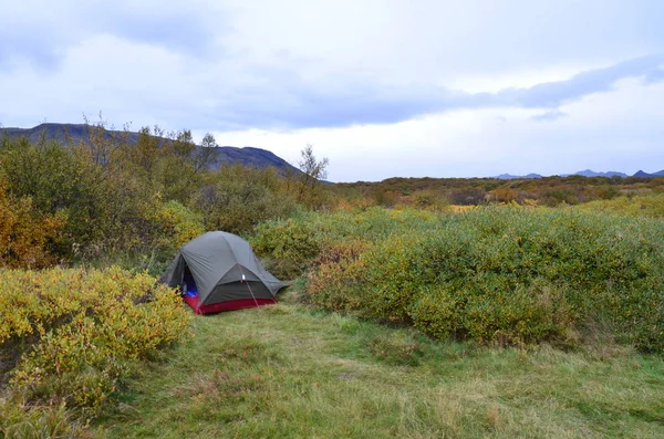 Namiot Parku Narodowym Pingvellir Islandia — Zdjęcie stockowe