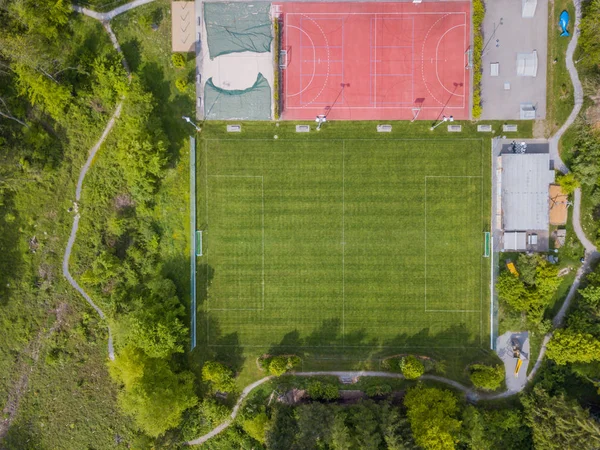 Aerial View Red Football Basketball Field — 스톡 사진