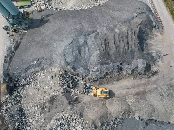 Aerial View Conveyor Belt Open Gravel Quarry Raw Material Transportation — 스톡 사진