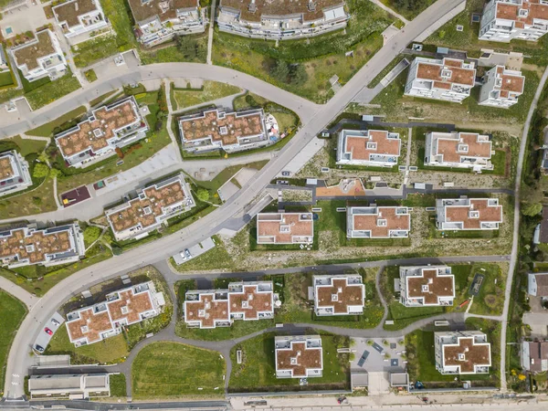 Letecký Pohled Střechy Budov Švýcarském Venkovském Městě — Stock fotografie