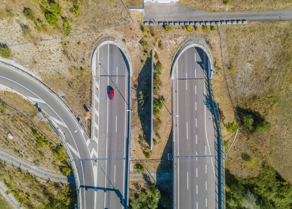 Вид Воздуха Въезд Туннель Шоссе Швейцарии — стоковое фото