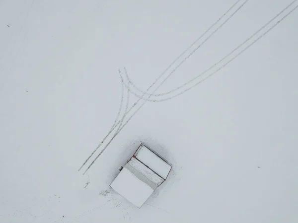 Luftaufnahme Von Skipisten Schnee Skilanglauf Pulverschnee Spuren Schnee Hinterlassen — Stockfoto