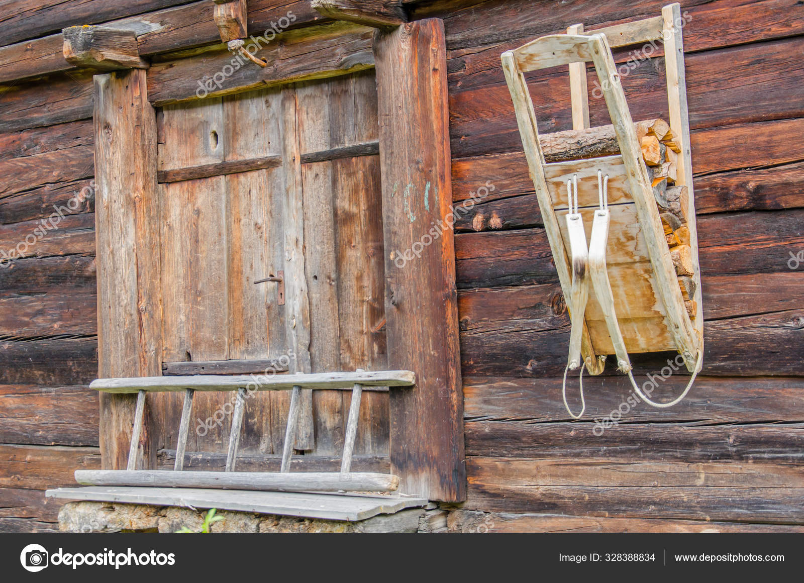 Old Wooden Backpack Carrier Vintage Wall Wooden House Transport Wood
