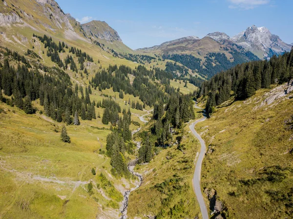 Flygfoto Över Vattenfall Schweiziska Bergen — Stockfoto