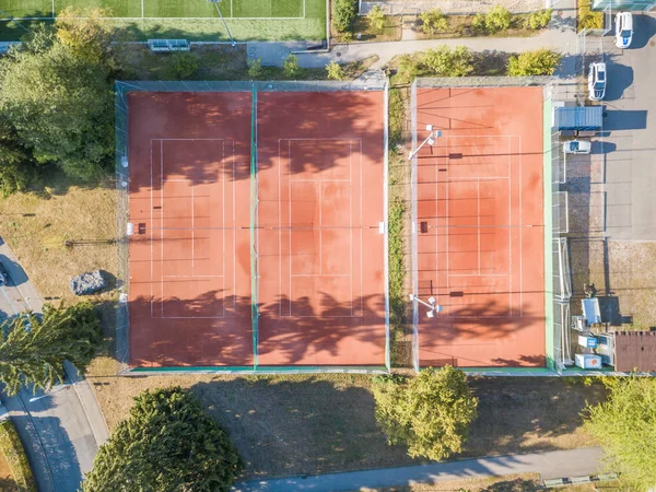 Aerial view of tennis court in Switzerland, Europe