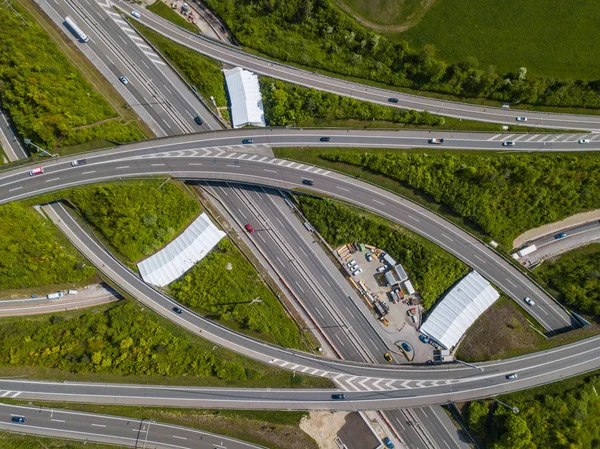 Aerial View Highway Intersection Zurich Switzerland — 스톡 사진