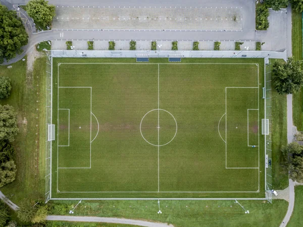 Vista Aérea Del Campo Fútbol Vacío Europa —  Fotos de Stock