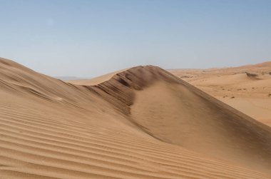 Wahiba çölünde rüzgar desenli kum tepeleri
