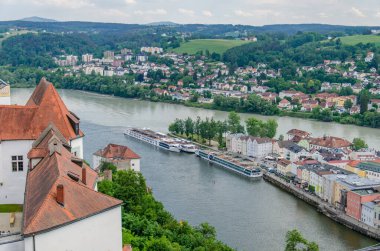 View of city of Passau in Germany on river banks