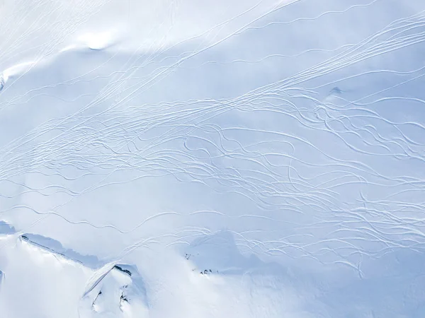 Aerial View Ski Tracks Snow Backcountry Skiing Powder — Stockfoto