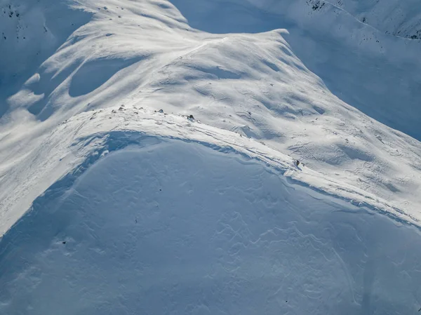 Aerial View Snow Covered Mountain Peak Swiss Alps — 스톡 사진