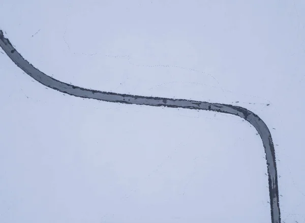 Luftaufnahme Der Straße Durch Verschneite Landschaft — Stockfoto