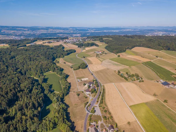Vista Aérea Zona Rural Suíça Europa — Fotografia de Stock