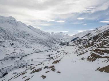 Kış zamanı Alp Vadisi 'nin havadan görünüşü