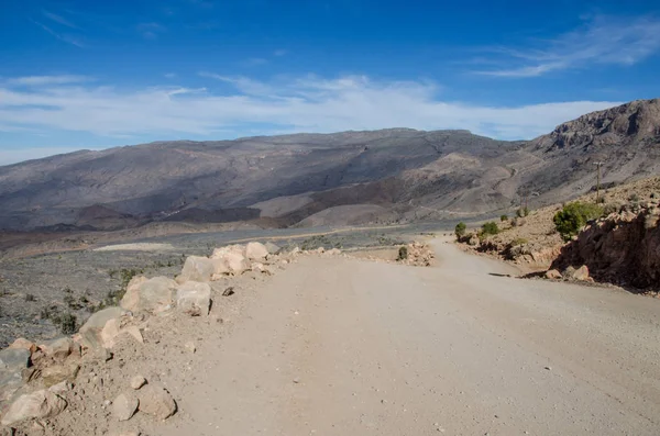 Vista Sulle Montagne Torbide Strada Sterrata Oman — Foto Stock