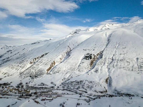 Vista Aérea Del Valle Alpino Invierno —  Fotos de Stock