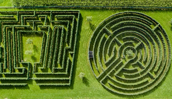 Green bushes circular labyrinths, hedge maze