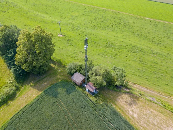 Вид Воздуха Вышку Антенны Мобильного Телефона Сельской Местности Швейцарии — стоковое фото