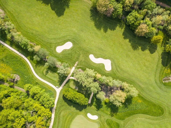 Aerial view of golf course in Europe