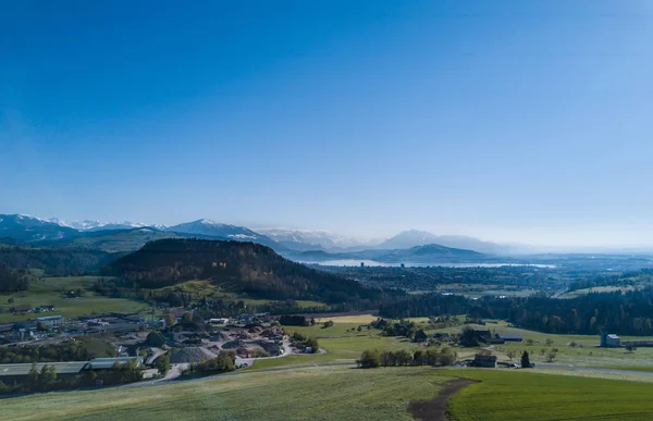 Vista Aérea Del Valle Montaña Suiza Cantón Valais Europa — Foto de Stock