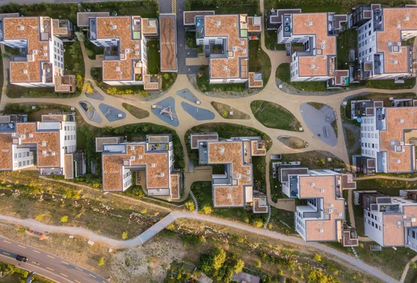 Aerial View Urban Buildings Appartments Small Town — 스톡 사진