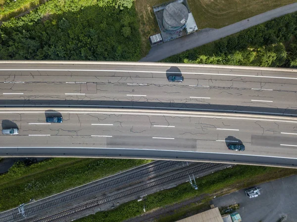 Vedere Aeriană Podului Autostradă Pădure Elveția Europa — Fotografie de stoc gratuită