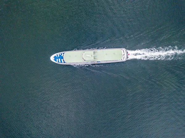 Aerial View Passenger Ferry Ship Cruising Lake Switzerland — Stock Photo, Image