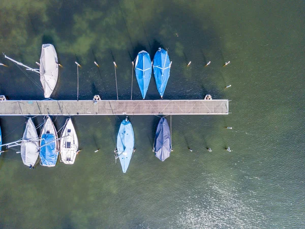 Vue Aérienne Port Plaisance Sur Lac Suisse — Photo