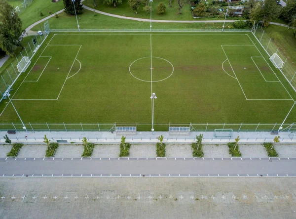 Aerial View Empty Soccer Field Europe — Stock Photo, Image