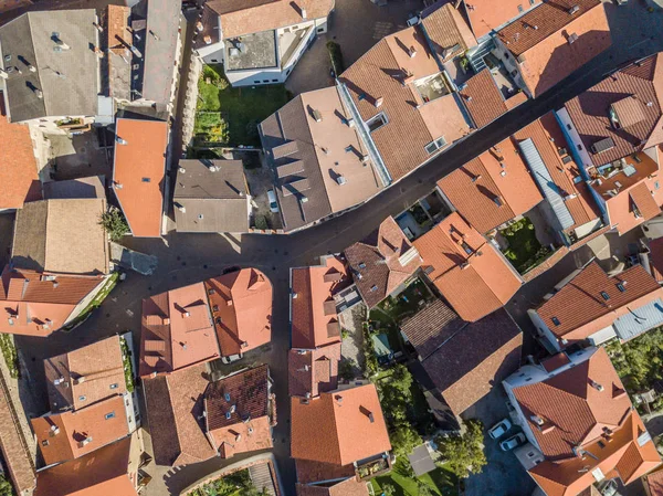 Aerial View Medieval Town Europe Rooftop Pattern Old Houses Concept — 스톡 사진