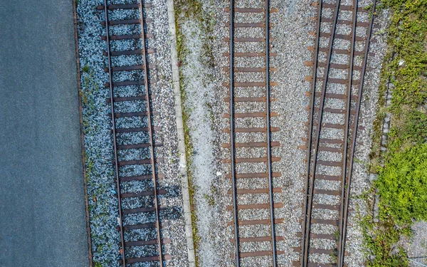 Vista Aérea Das Vias Férreas — Fotografia de Stock