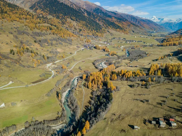 Vista Aérea Del Remoto Salvaje Río Sense Suiza Hermosos Colores — Foto de Stock