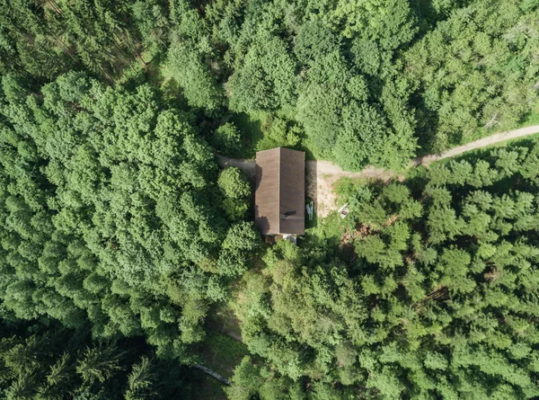 Vista Aérea Casa Floresta — Fotografia de Stock