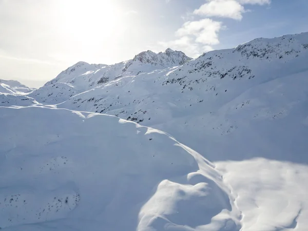 Повітряний Вид Вкриті Снігом Гори Швейцарських Альпах — стокове фото
