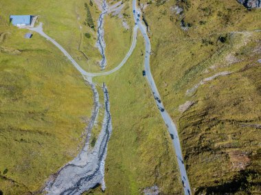Aerial view of hiking trail in mountains