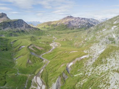Aerial view of hiking trail in mountains