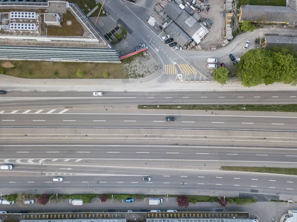 Vista Aérea Autopista Través Ciudad — Foto de Stock