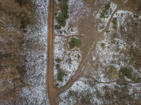 冬季道路交汇处的航景 — 图库照片