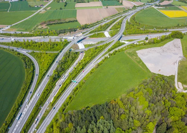 Повітряний Вид Перехрестя Великих Автострад Швейцарії — стокове фото