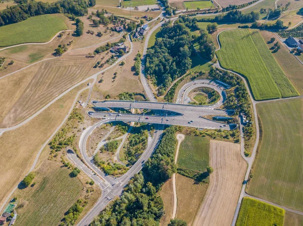 Aerial View Highway Bridge Tunnel Entrance Switzerland — Stock Photo, Image