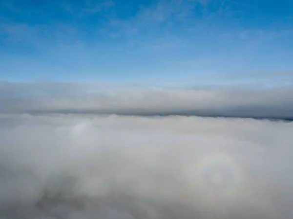 Veduta Aerea Del Paesaggio Rurale Svizzera Coperto Nebbia — Foto Stock