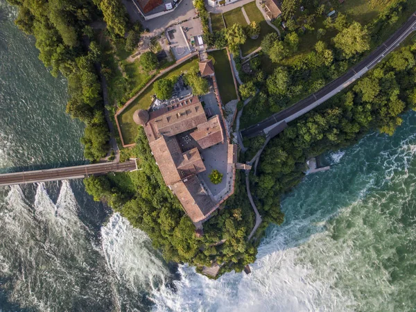 Vista Aérea Castelo Laufen Perto Reno Cai Schaffhausen Suíça Vista — Fotografia de Stock